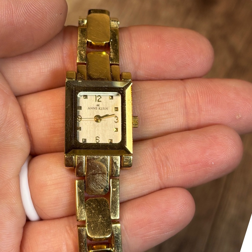 Anne Klein Women's Gold Tone Square Face Quartz Watch Base Metal Bezel